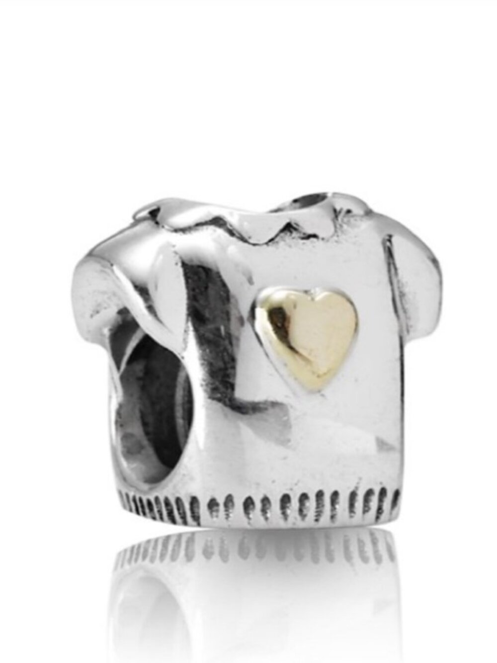 Pandora Retired Love Blouse Two Toned T Shirt Charm 14k Gold Sterling Silver